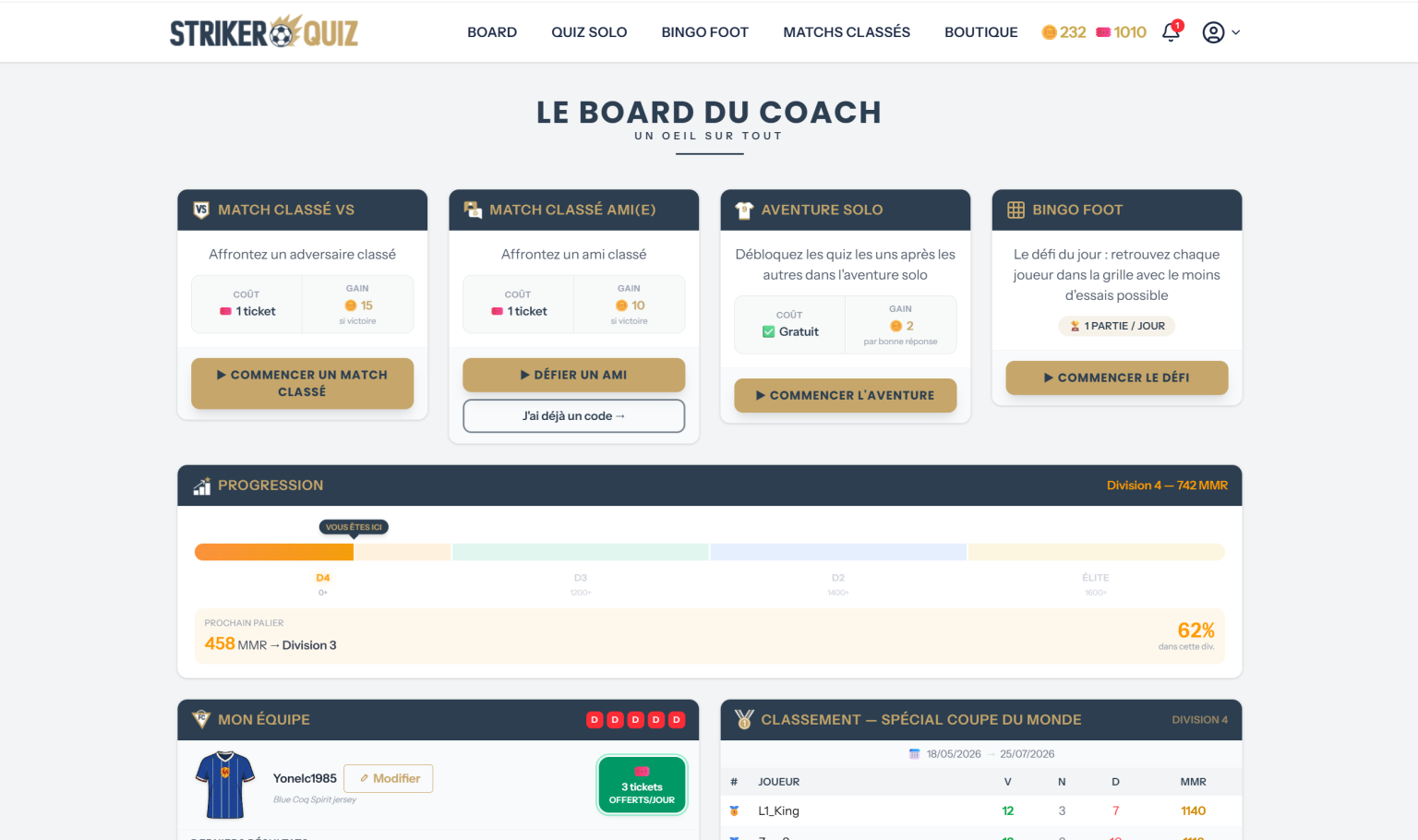 Capture du site Striker Quiz – Jeu quiz en ligne