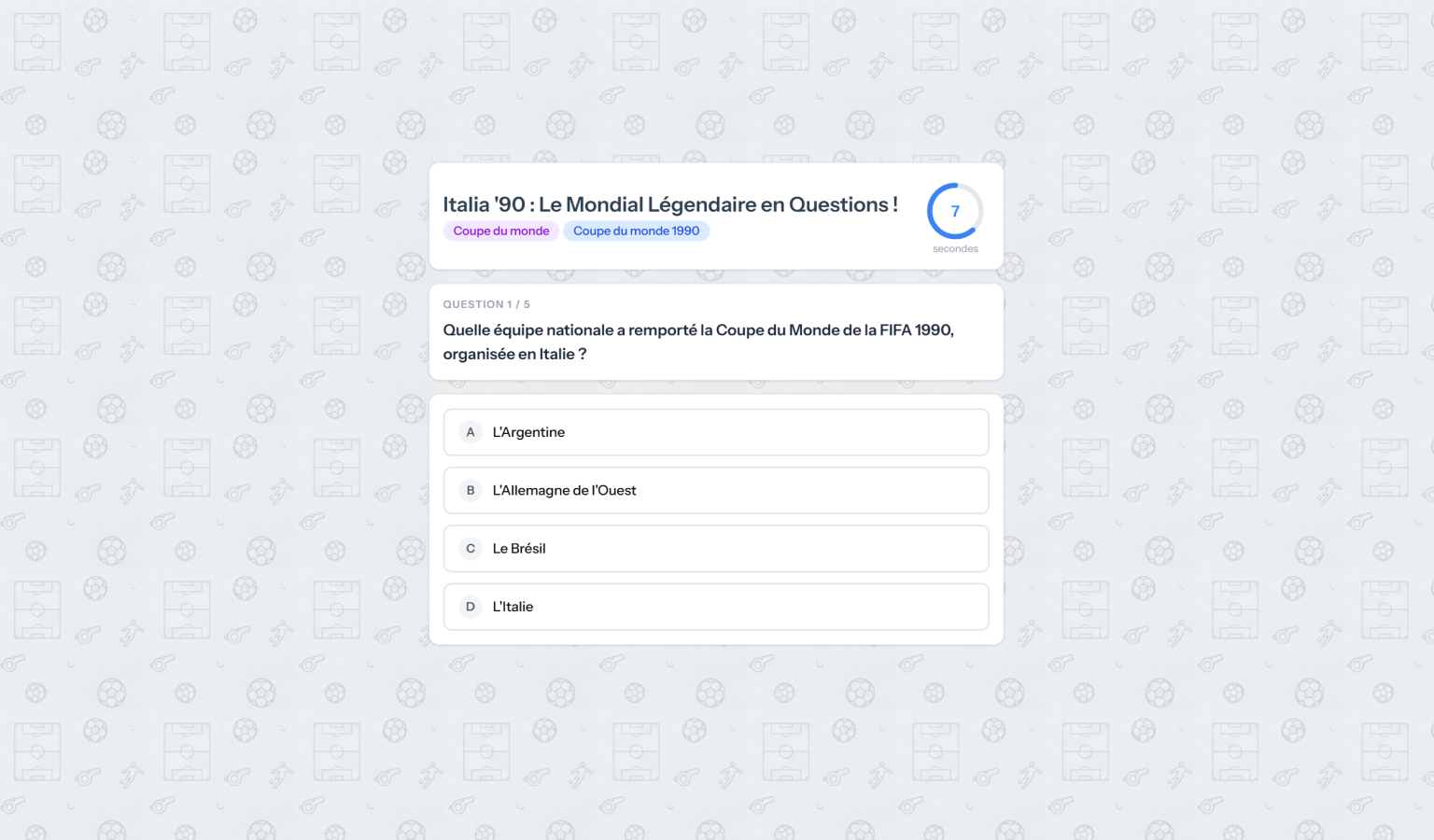 Capture du site Striker Quiz – Jeu quiz en ligne