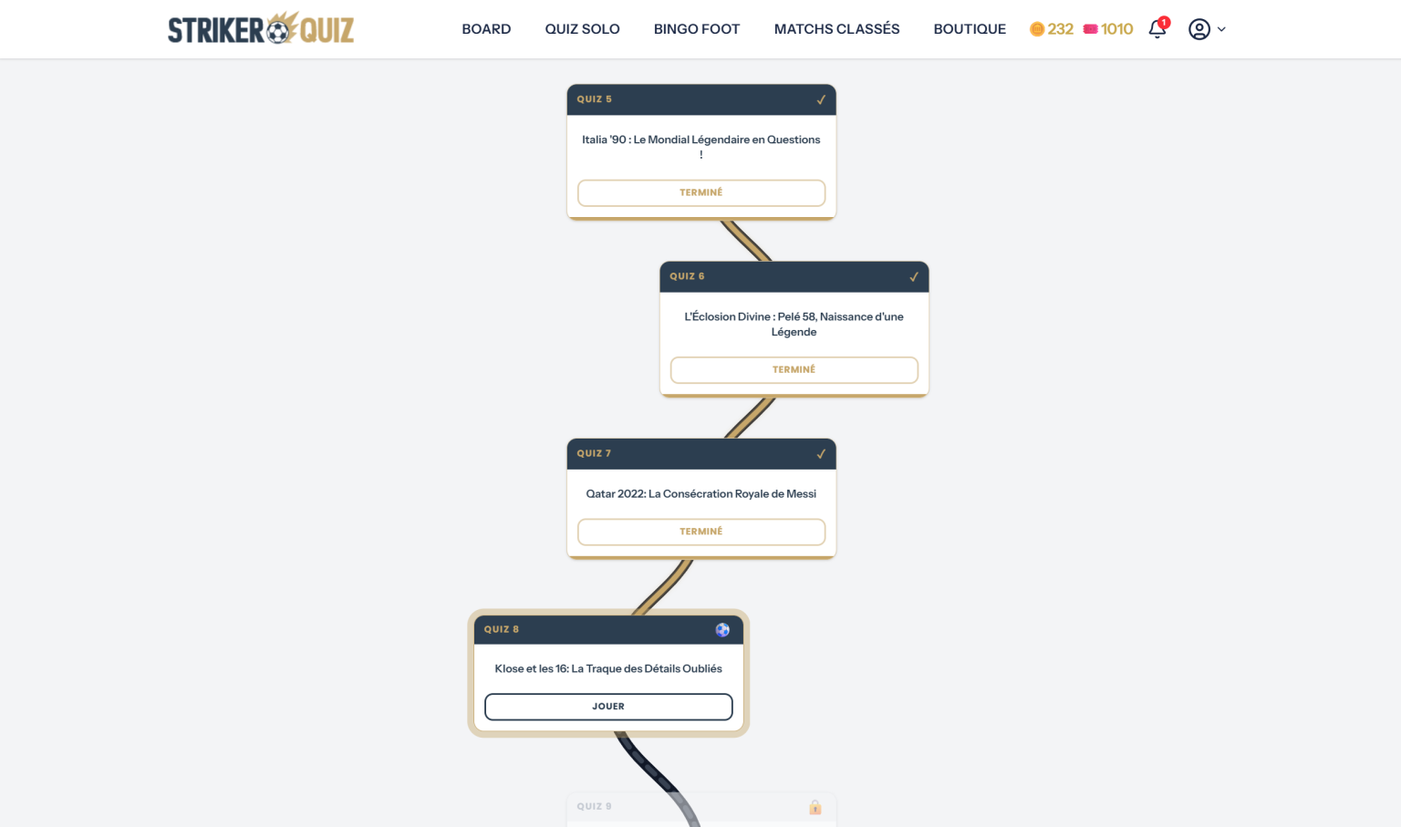 Capture du site Striker Quiz – Jeu quiz en ligne